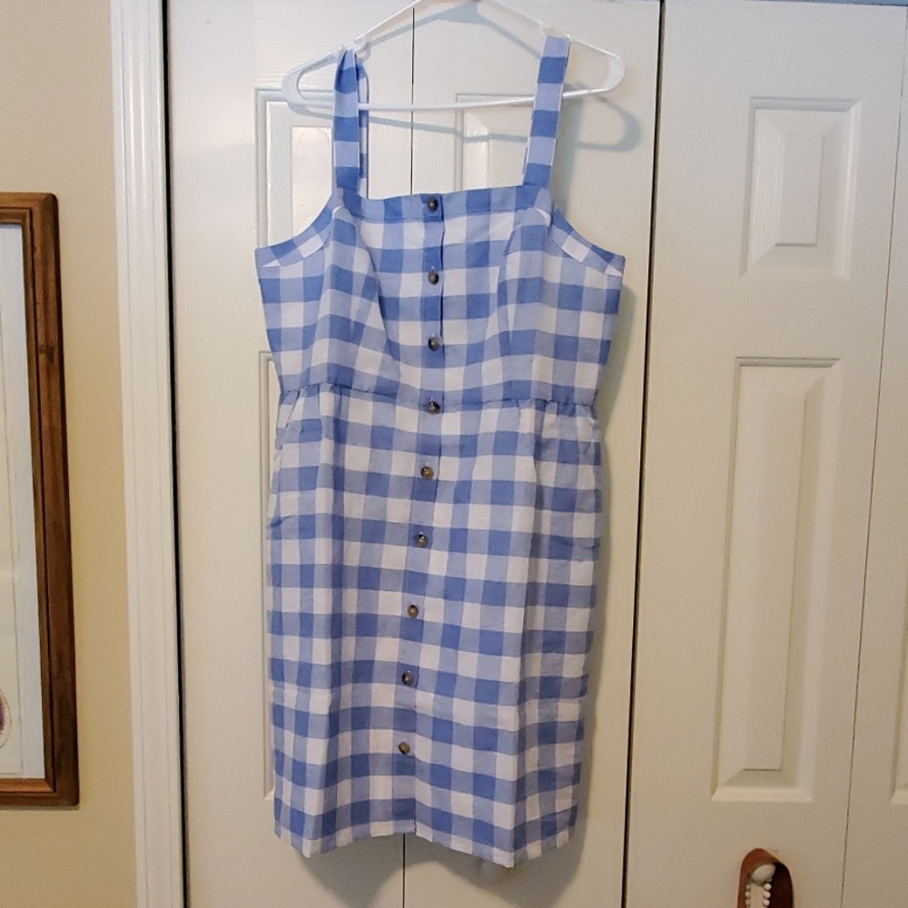 Button Front Checker Dress